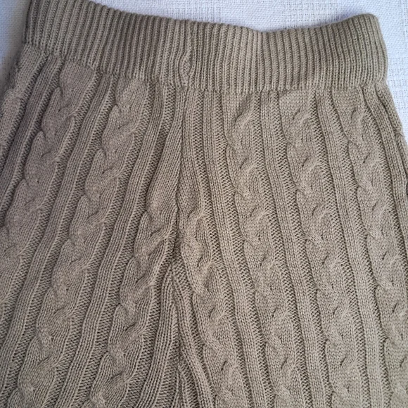 Womens large tan cable knit 2pc crop long sleeve jogger set - Picture 7 of 8